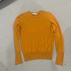 Zara Women's Mustard Crew Neck Sweater
